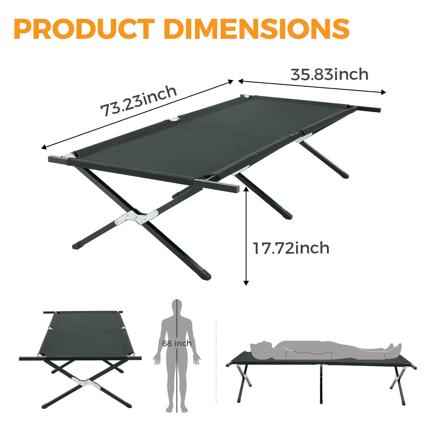 Extra-Wide Portable Folding Camping Cot - Heavy-Duty Outdoor Sleeping Bed