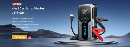 4-in-1 Portable Car Jump Starter & 150PSI Air Compressor - 16000mAh Power