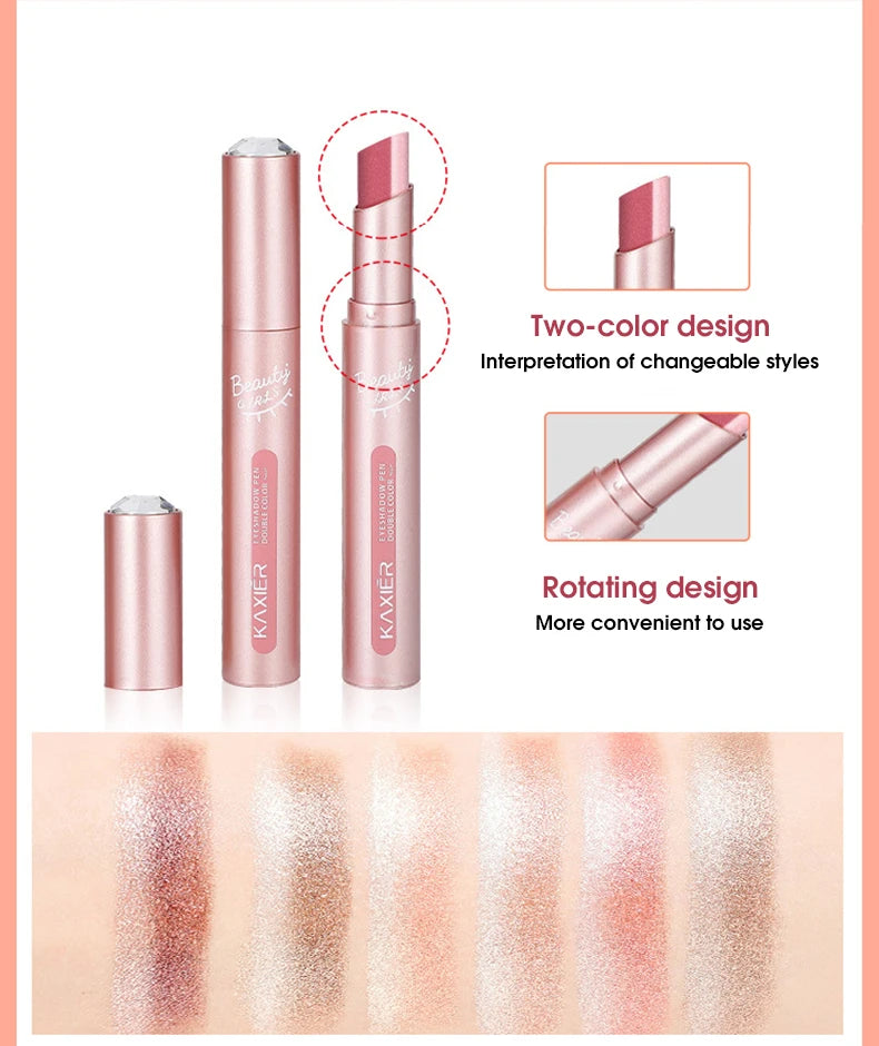 Gradient Two-Tone Eyeshadow Stick - Waterproof Shimmer Eye Makeup - 11