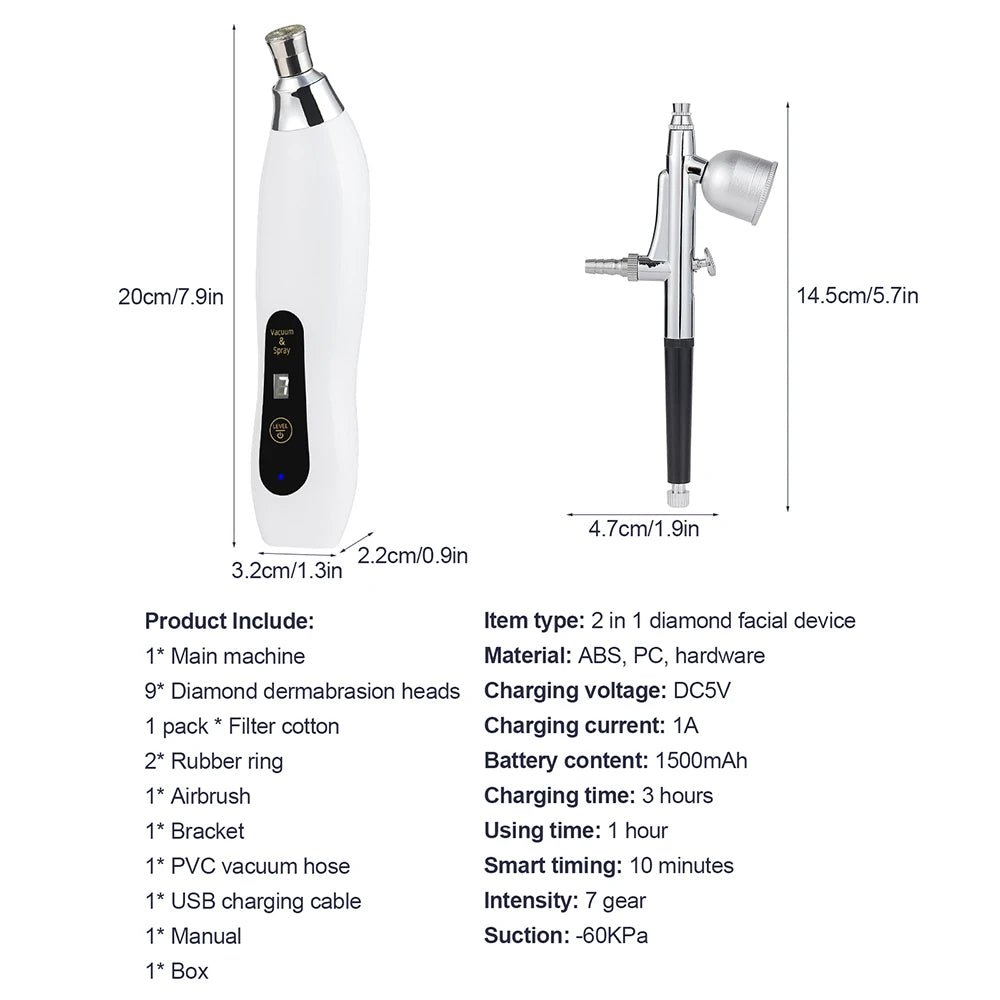 2-in-1 Diamond Microdermabrasion Machine & Hydrating Airbrush