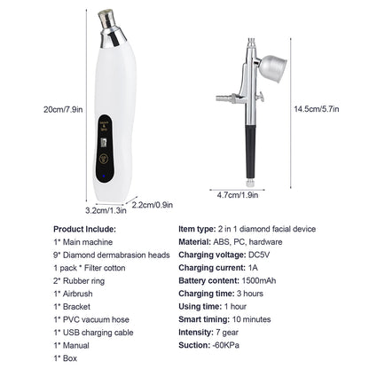 2-in-1 Diamond Microdermabrasion Machine & Hydrating Airbrush