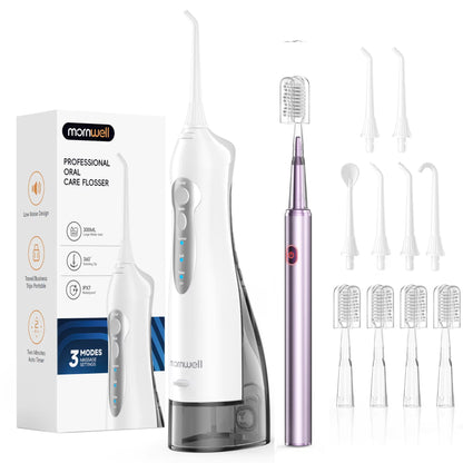 Portable Dental Oral Irrigator & Sonic Toothbrush Combo Set for Deep Cleaning