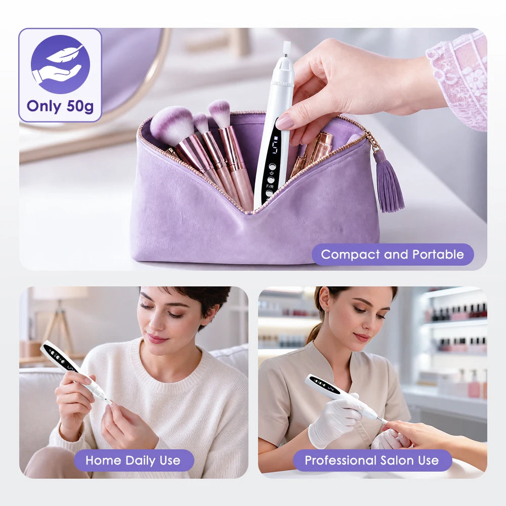 2-in-1 Cordless Electric Nail Drill with Built-in UV Curing Light