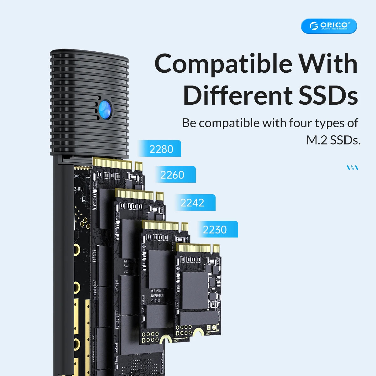 10Gbps M.2 NVMe SSD Enclosure Tool-Free Aluminum Case for 2280/2230 SSD - 4