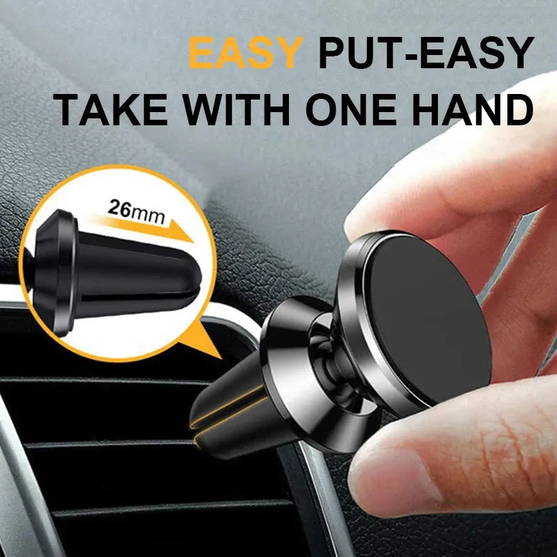Magnetic Car Phone Mount - 360° Rotatable Air Vent Clip Holder for All Smartphones - 1