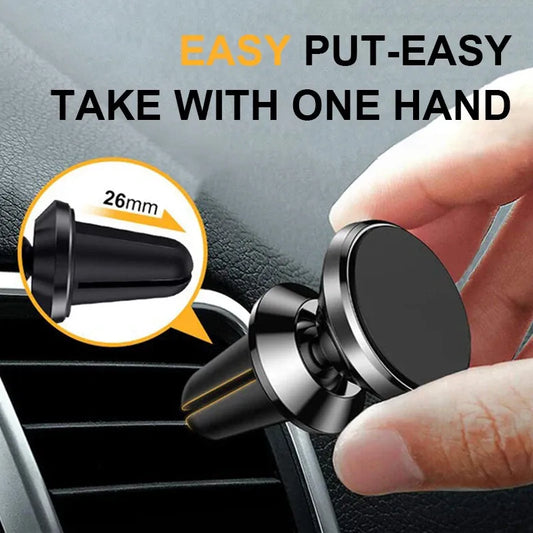 Magnetic Car Phone Mount - 360° Rotatable Air Vent Clip Holder for All Smartphones