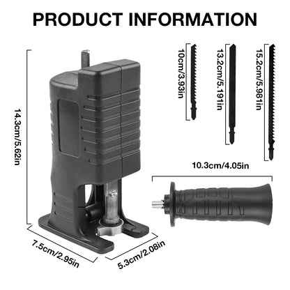 Drill to Reciprocating Saw Adapter - Electric Drill Attachment Tool with Blades