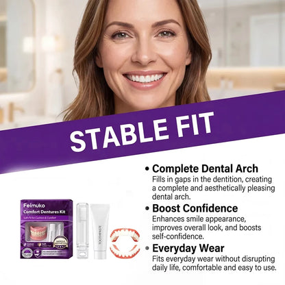 Comfort Silicone Dentures Set - Natural Fit Instant Smile Cosmetic Teeth