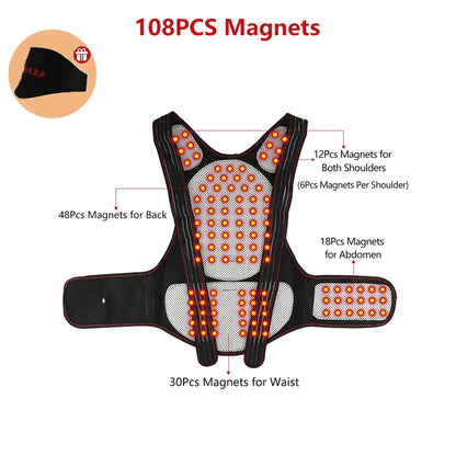 Self-Heating Tourmaline Magnetic Back & Waist Support Brace for Pain Relief