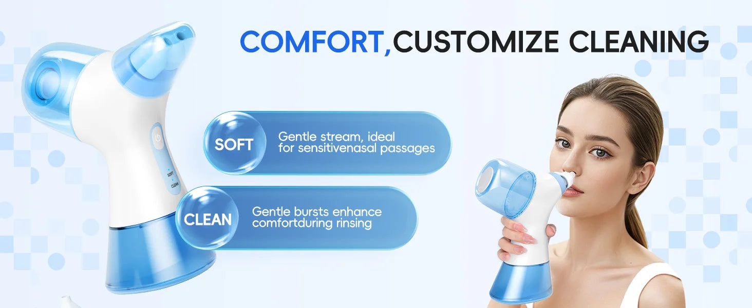 Electric Sinus Rinse Machine - Portable Nasal Irrigation System for Congestion Relief - 12