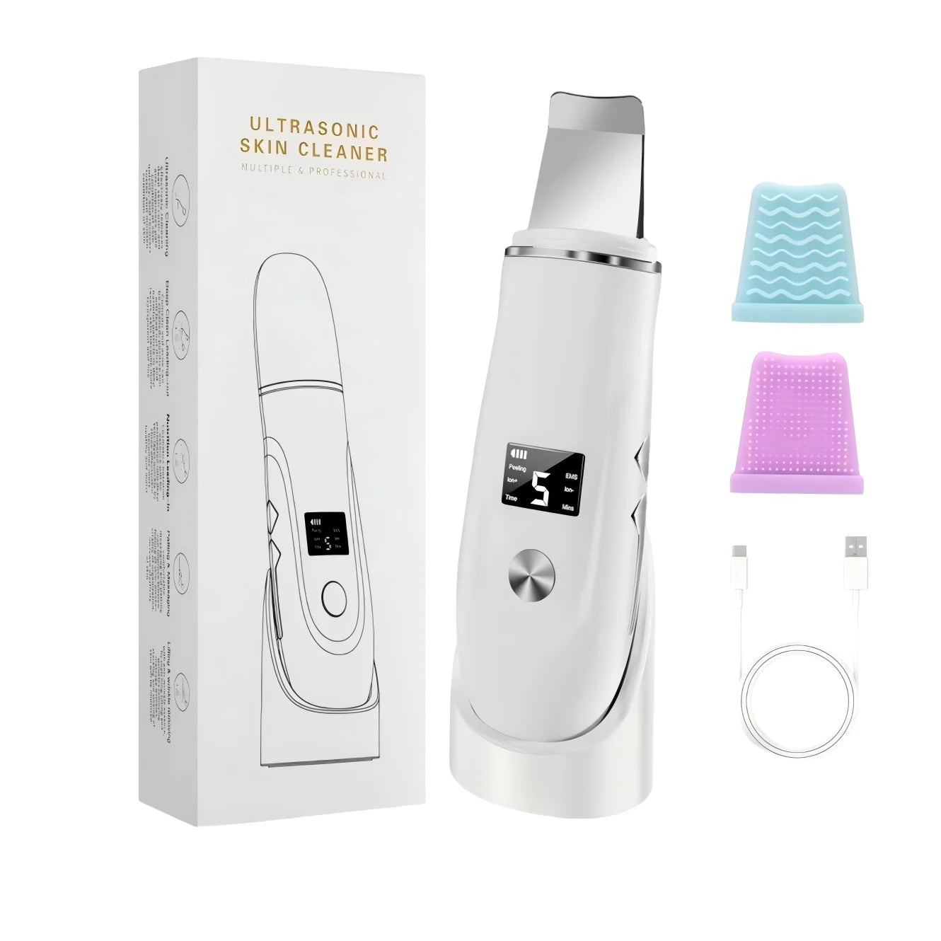 Ultrasonic Facial Skin Scrubber - Deep Cleansing & Blackhead Remover Spatula - 16