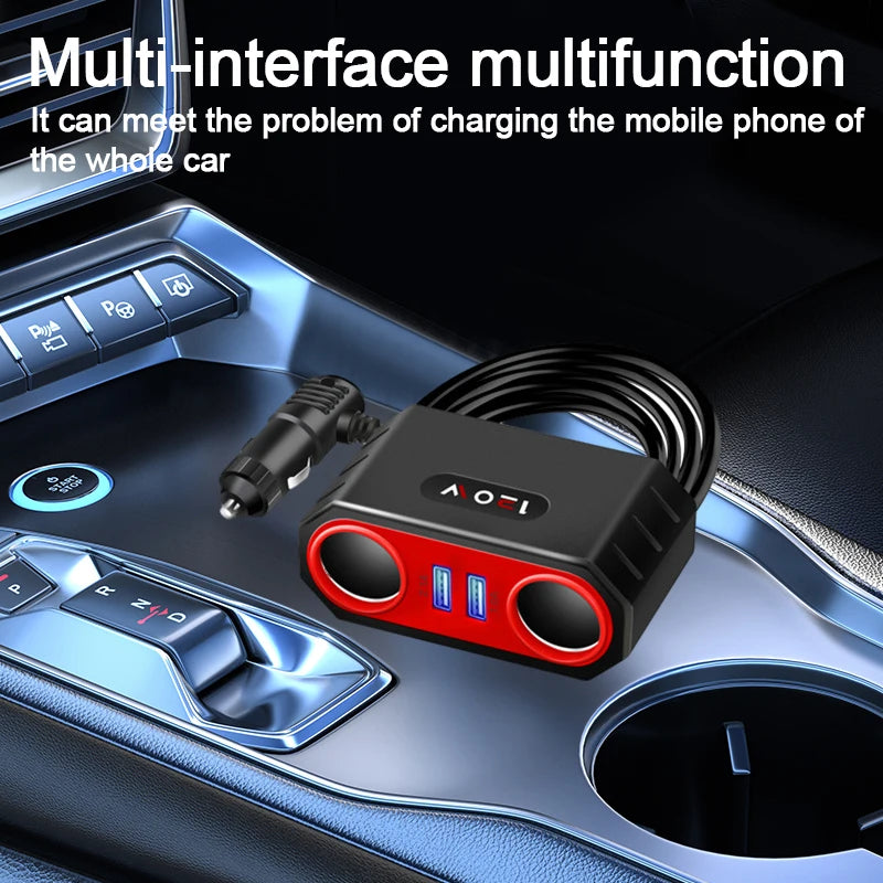 120W 4-in-1 Car Charger Adapter - Fast Multi-Port USB Power Splitter - 8