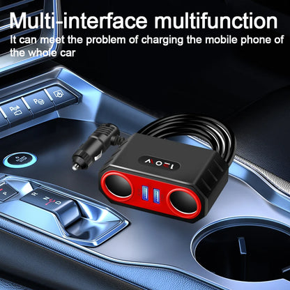 120W 4-in-1 Car Charger Adapter - Fast Multi-Port USB Power Splitter