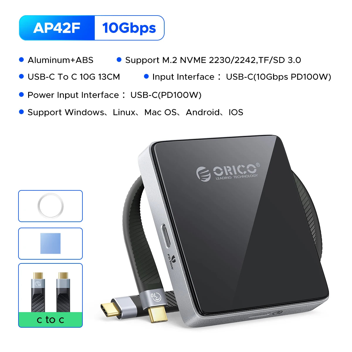 Magnetic NVMe M.2 SSD Enclosure for iPhone 4K ProRes Recording & 100W Charge