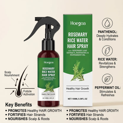 Rosemary Rice Water Hair Growth Spray - Leave-In Conditioner for Damaged Hair