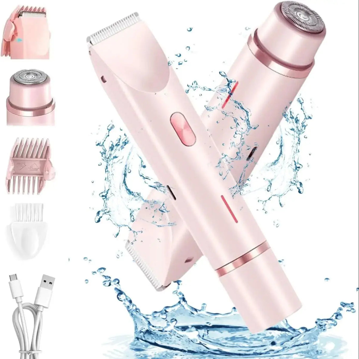 2-in-1 Waterproof Electric Women's Bikini Trimmer & Facial Hair Shaver
