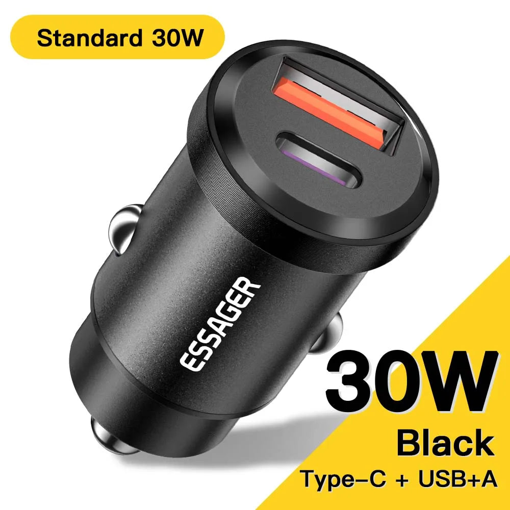 Essager 45W Fast Car Charger PD 3.0 Dual Port USB-C Adapter for Phone - 28