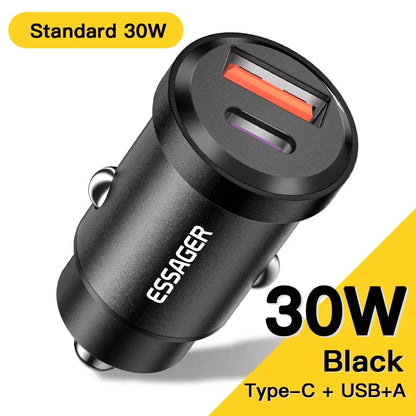 Essager 45W Fast Car Charger PD 3.0 Dual Port USB-C Adapter for Phone