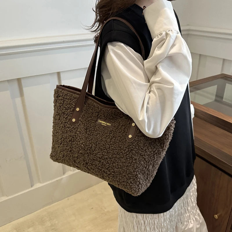Luxury Lamb Wool Tote Bag