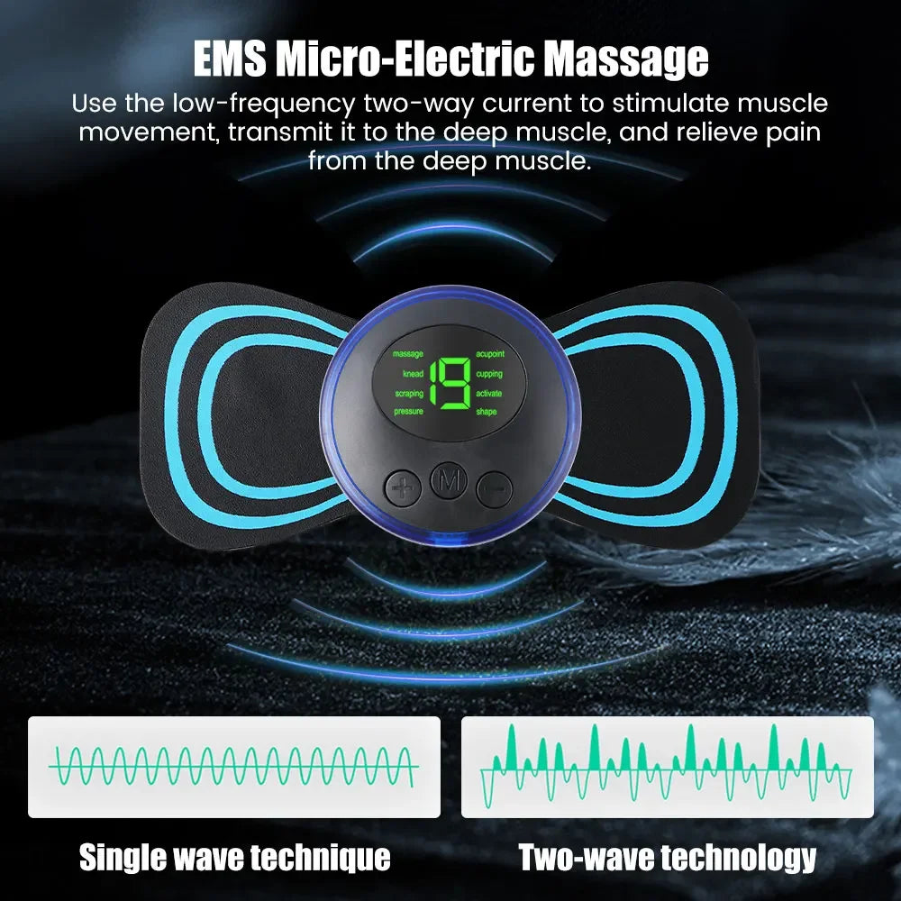 Mini EMS Neck & Body Massager - Portable TENS Muscle Stimulator - 3