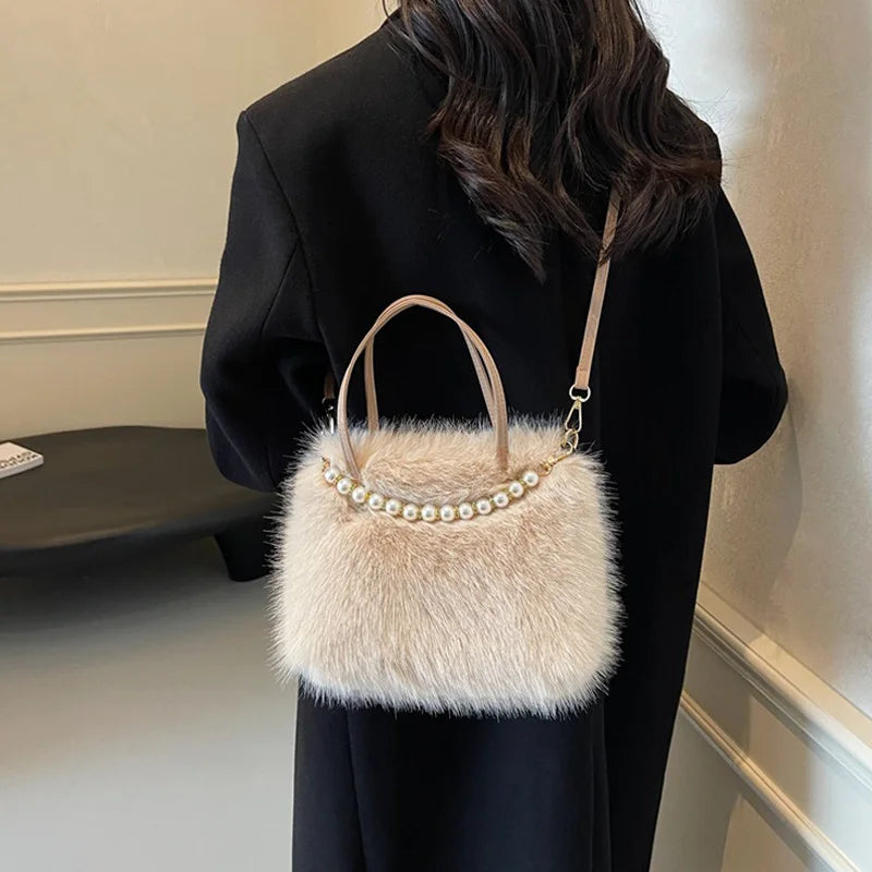Luxury Plush Pearl Handbag