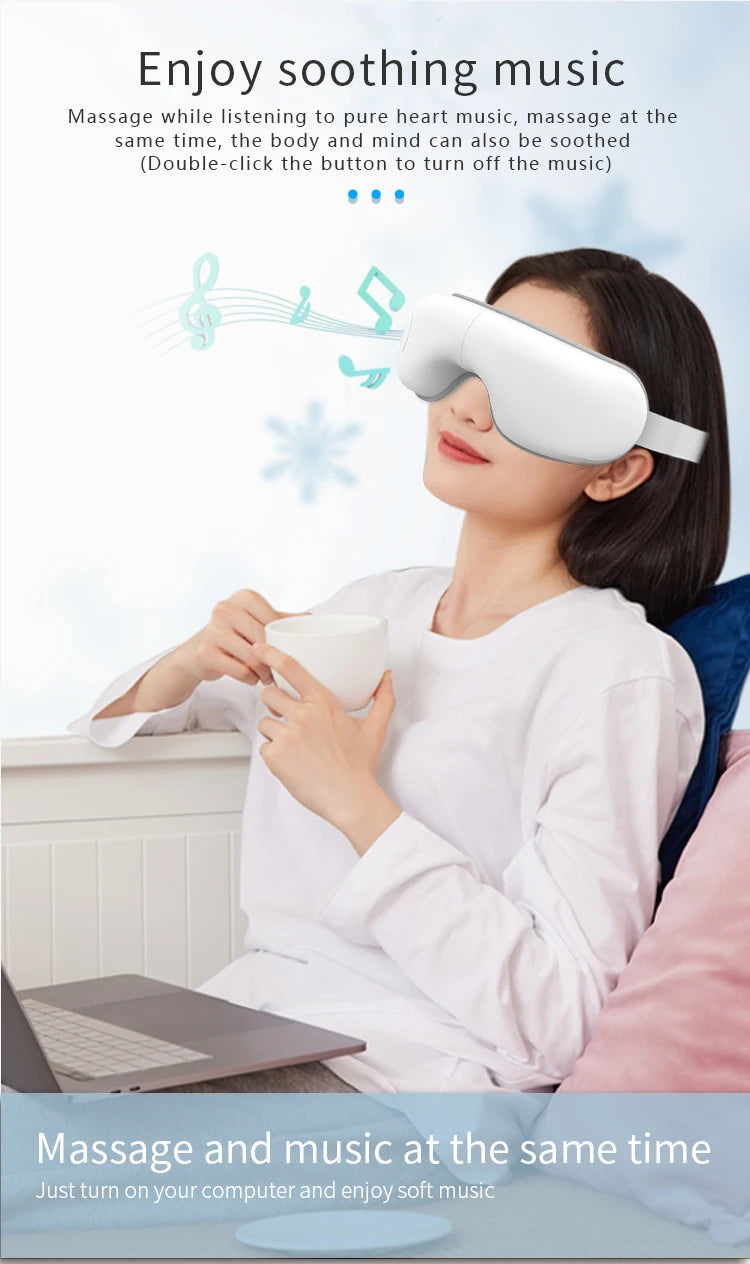 Smart Air Pressure Eye Massager with Heat & Vibration for Stress Relief