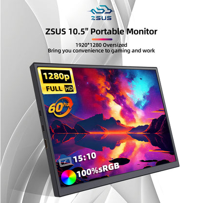 10.5" Portable Monitor 1920x1280 IPS HDR Gaming Display for Laptop & Console
