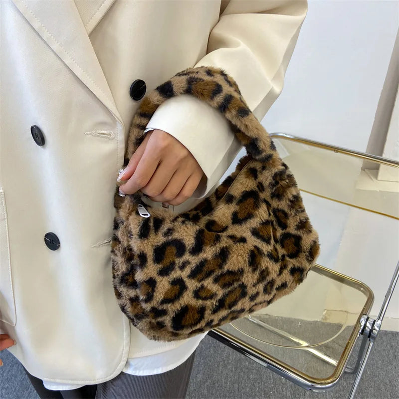 Luxury Leopard Print Plush Bag