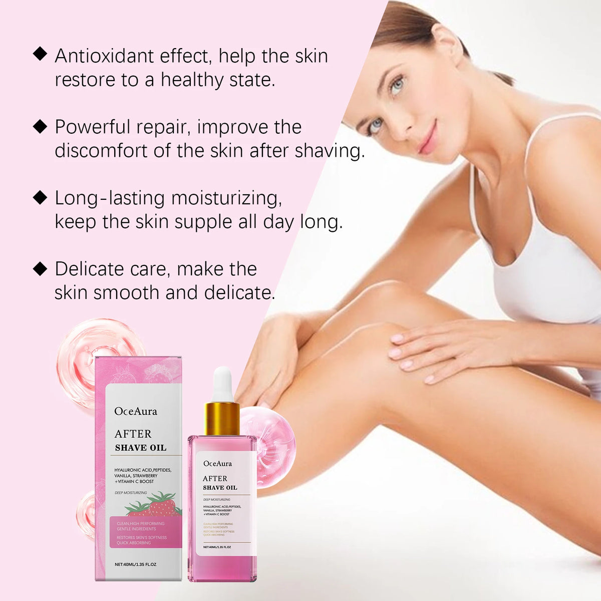 Strawberry Scented After Shave & Hair Removal Soothing Oil for Skin Hydration