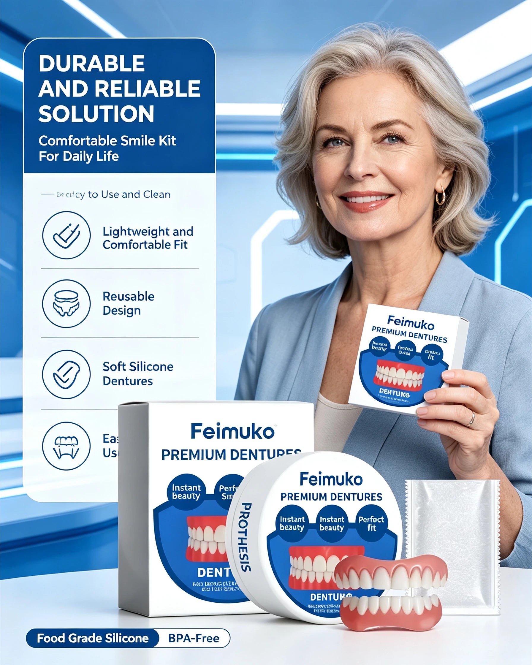 Snap-On Dentures for Instant Realistic Smile - Comfortable Natural Fit - 4
