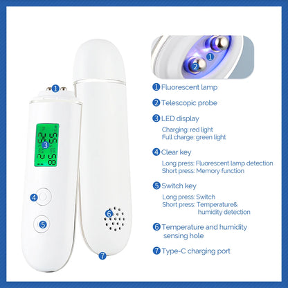 Smart Skin Moisture & Oil Analyzer - Face Hydration Tester