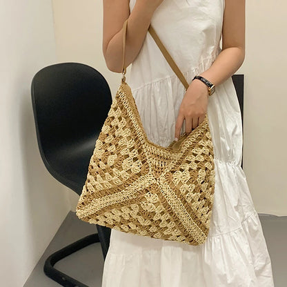 Luxury Woven Straw Beach Bag
