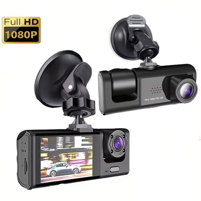 3-Lens 1080P Dash Cam with IR Night Vision, Loop Recording & G-Sensor