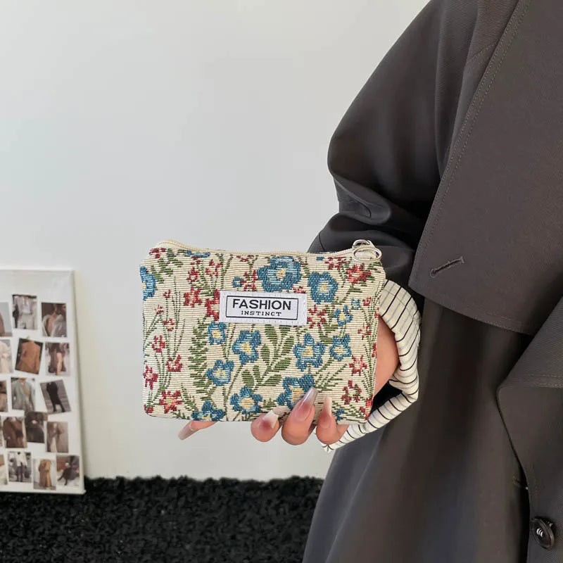 Luxury Retro Floral Canvas Clutch