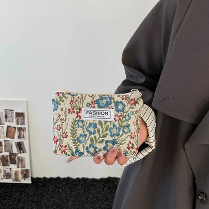 Luxury Retro Floral Canvas Clutch