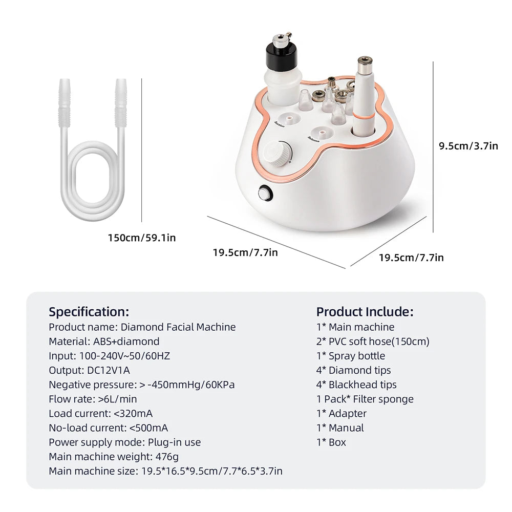 Professional 3-in-1 Diamond Microdermabrasion Facial Machine