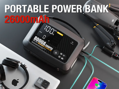 8000A Portable Car Jump Starter with Built-in Tire Air Compressor