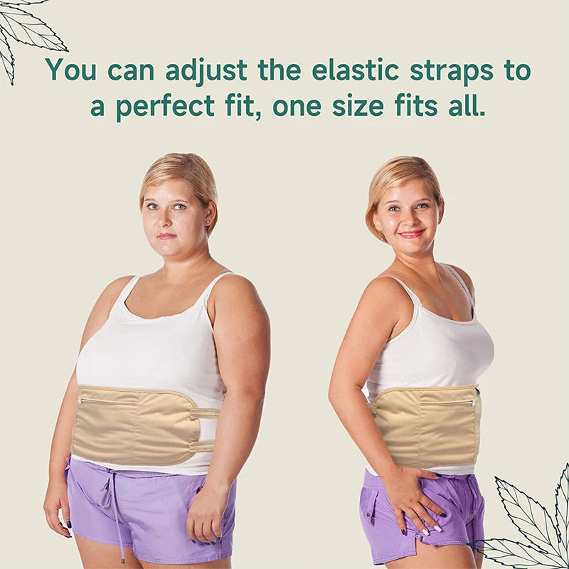 Reusable Castor Oil Pack Wrap - Adjustable Compression Waist Support Band