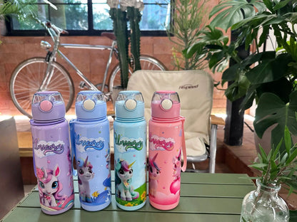 700ml Cartoon Straw Water Bottle – Leak-Proof Portable Kids Sports Cup