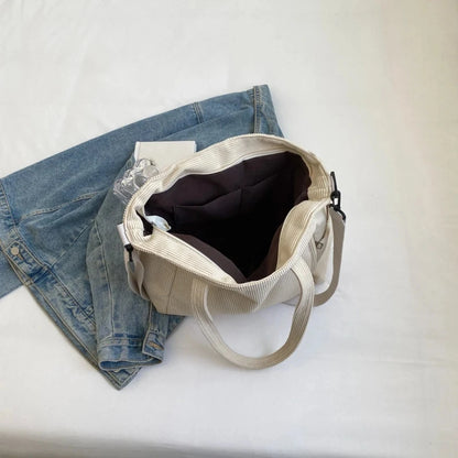 Striped Corduroy Tote