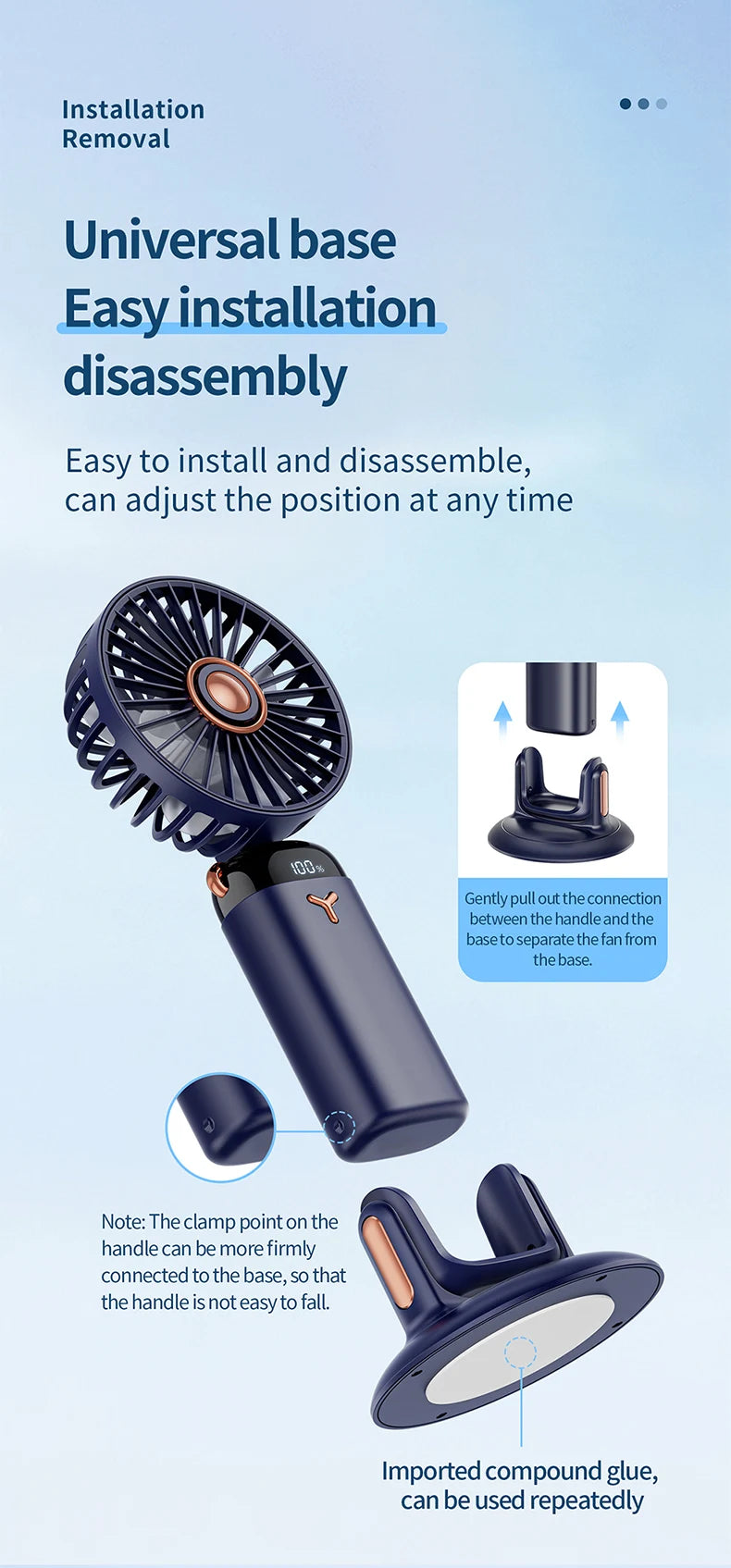 Portable 5-Speed Handheld & Neck Fan with Phone Stand & LED Display - 33