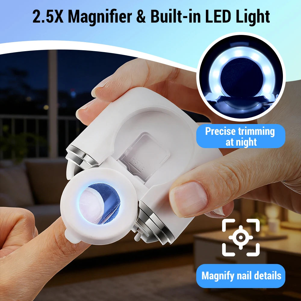 Automatic Electric Nail Clipper with LED Magnifier & Nail Polisher