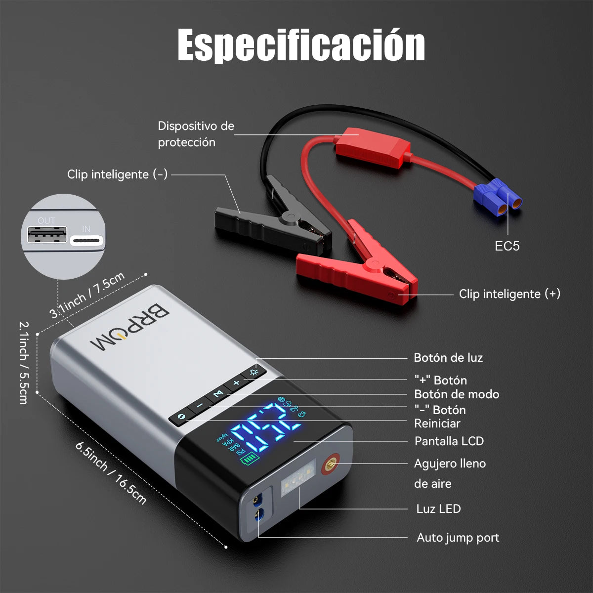 6000A Car Jump Starter with 180PSI Air Compressor, 26800mAh Portable Power