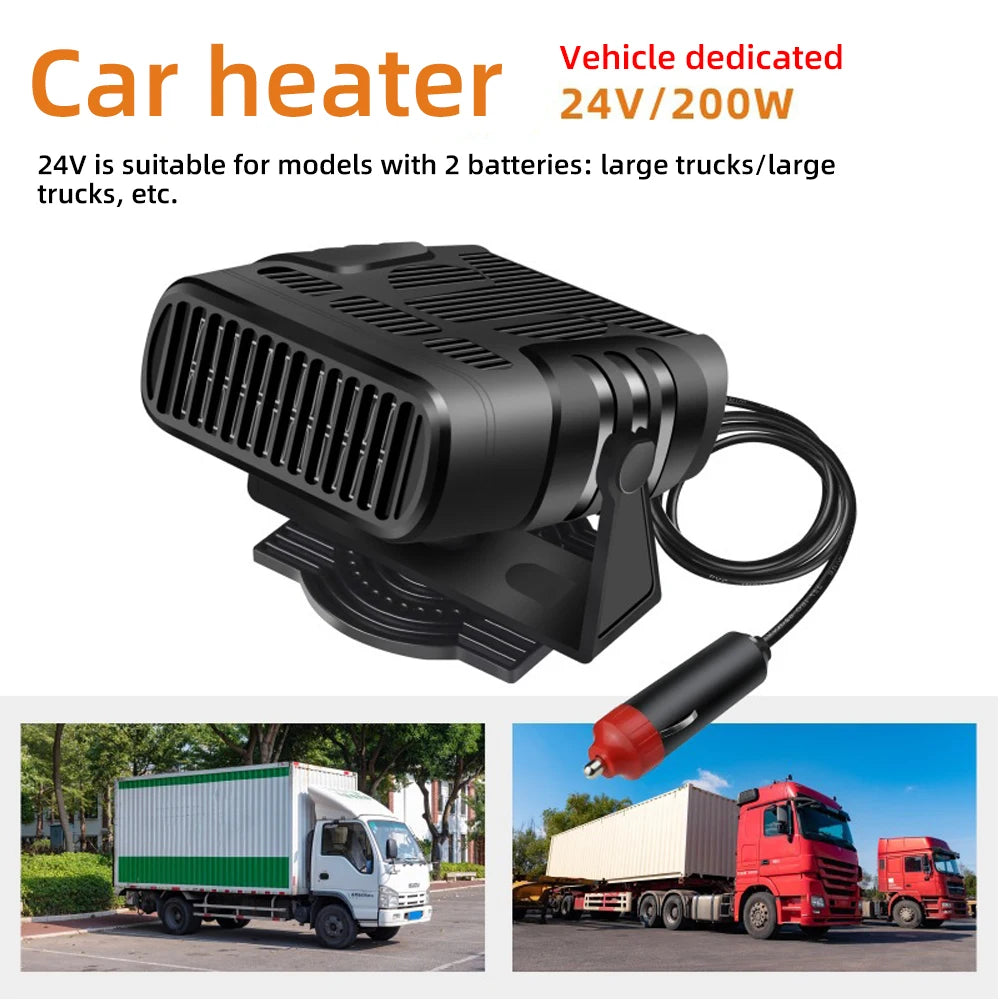 2-in-1 Car Heater and Cooling Fan - 12V/24V Windshield Defroster & Demister - 20