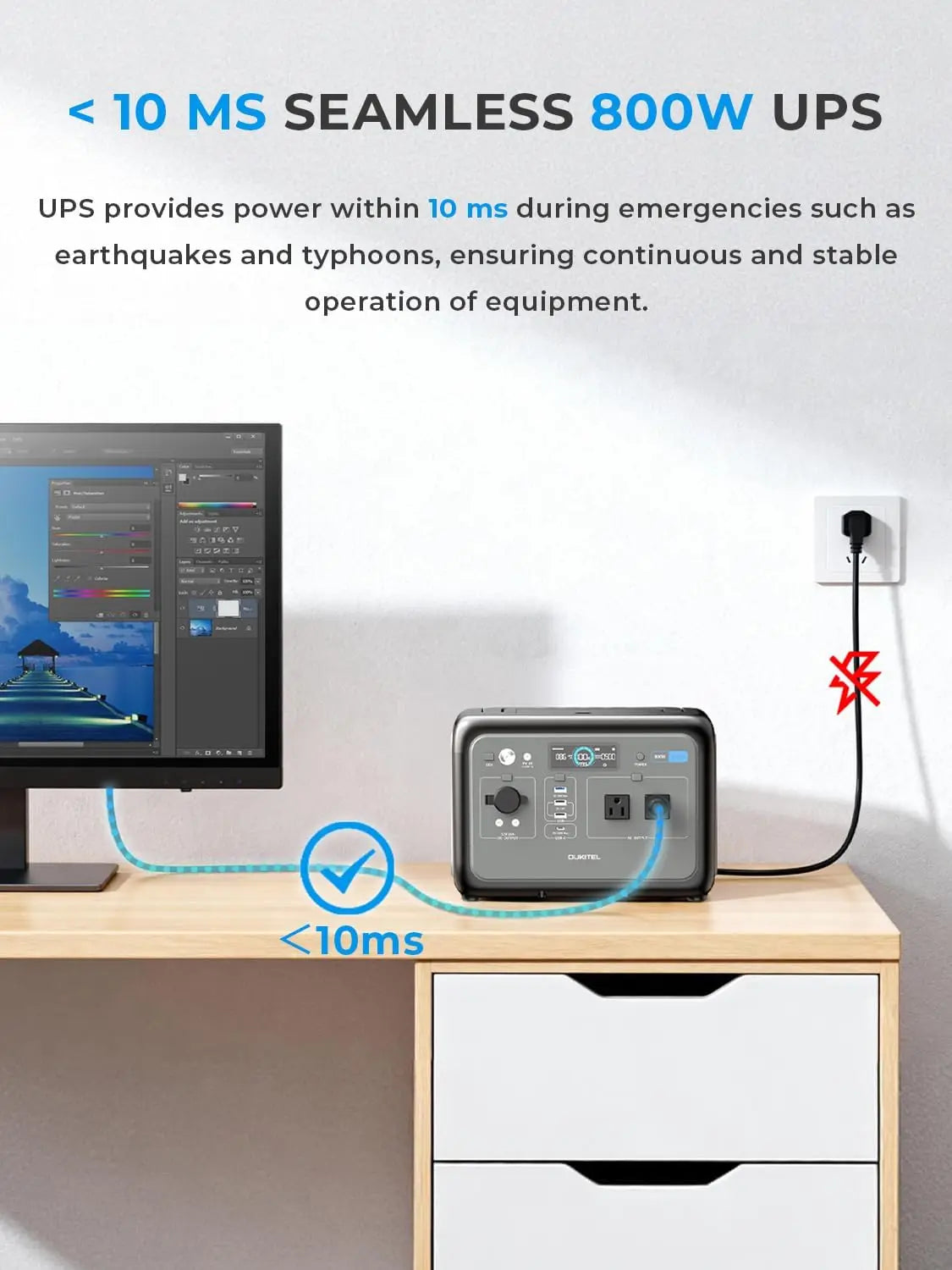 OUKITEL P800E 800W Portable Power Station 512Wh LiFePO4 Solar Generator - 8