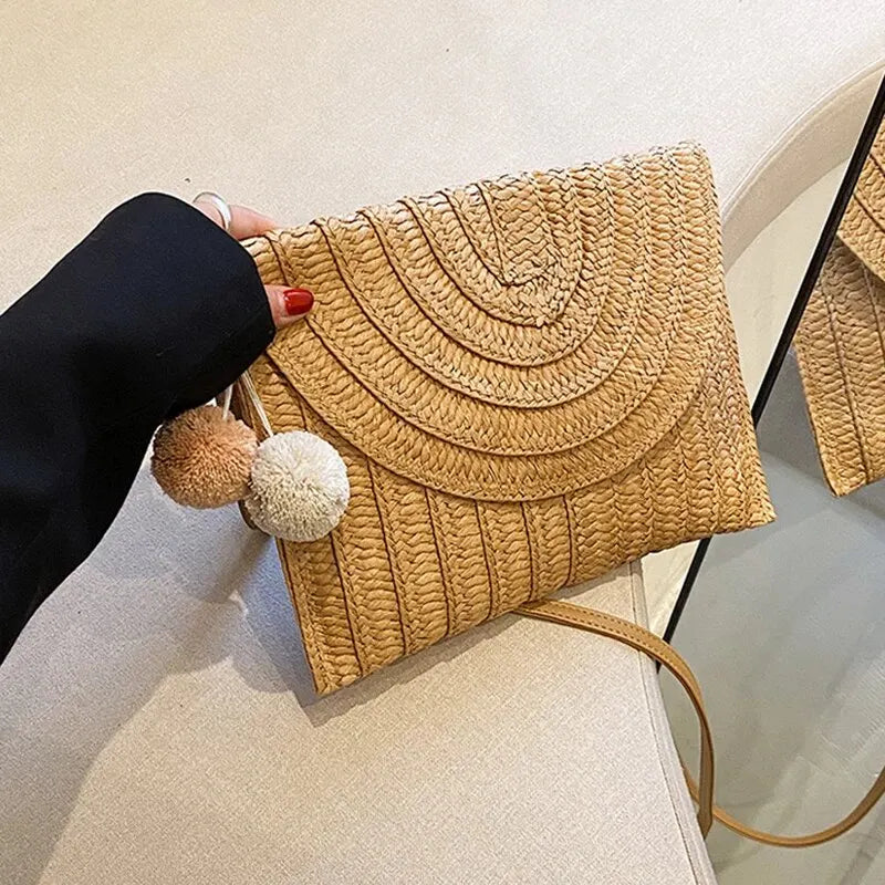 Luxury Woven Straw Beach Clutch