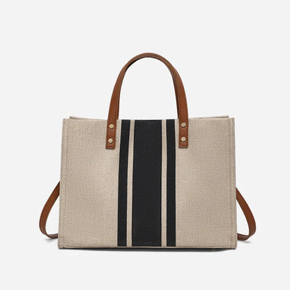 Luxury Striped Canvas Bucket Bag