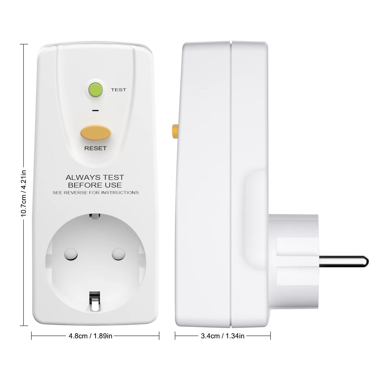 EU GFCI Leakproof Safety Plug - 16A RCD Circuit Breaker for Home & Outdoor