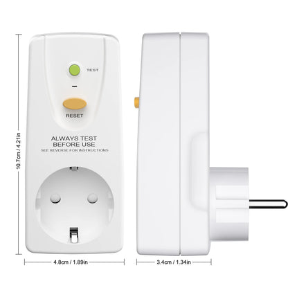 EU GFCI Leakproof Safety Plug - 16A RCD Circuit Breaker for Home & Outdoor
