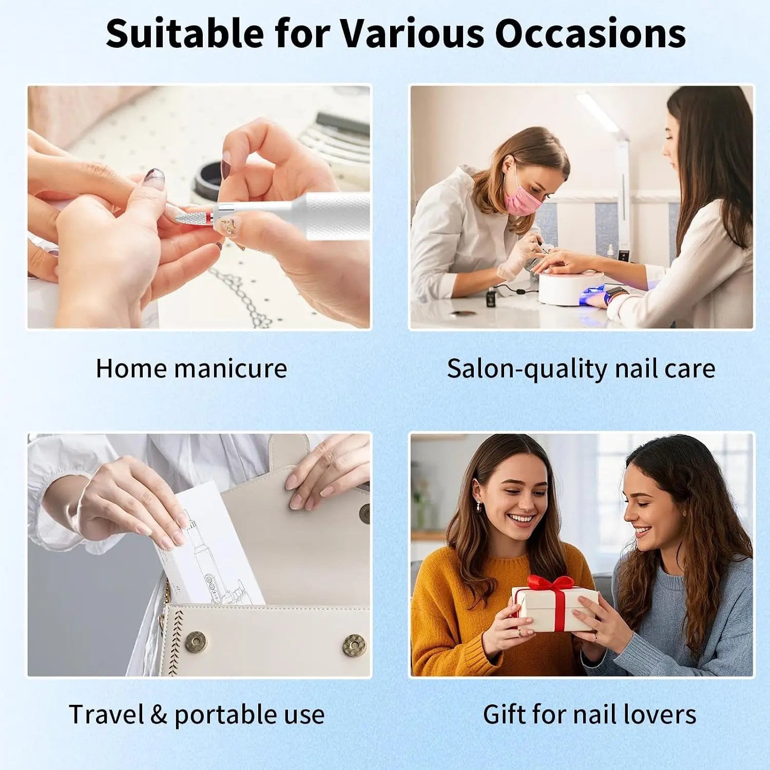 5-in-1 Cordless Electric Nail Drill Set for Professional Home Manicures - 6